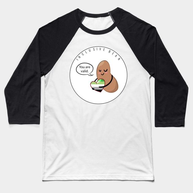 Aromantic Pride: Inclusive Bean Baseball T-Shirt by Bri the Bearded Spoonie Babe